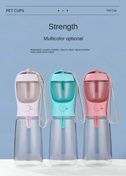 Dog Cat  Portable Feeding and Watering Supplies Portable Food Grade Material Dog Travel Pet Water Cup Bottle With Food Dispenser