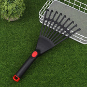 【E】1Pc Garden Grass Leaf Rake Plastic Rake Gardening Rake Lawn Hand Tool With Handle Tool For Garden Maintenance Plant Care