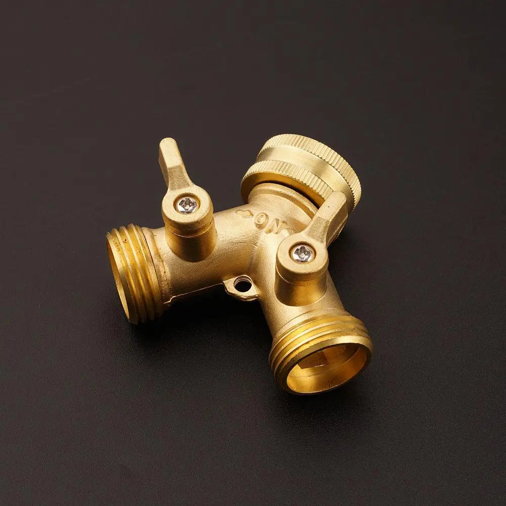 Garden Tools Copper Connector Copper 3/4 Garden Hose Water Y-tee Faucet Splitter Adjustable Control Splitter Flow Connector