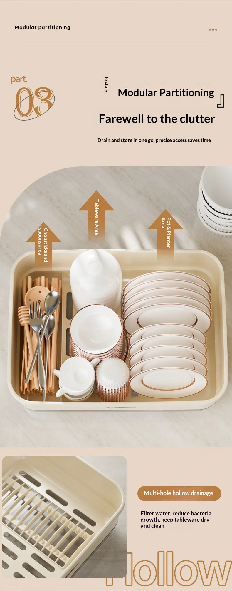 Kitchen Flip-up Drainer Dish Cabinet Household Multi-functional Moisture-proof Storage Organizer for Bowls and Utensils