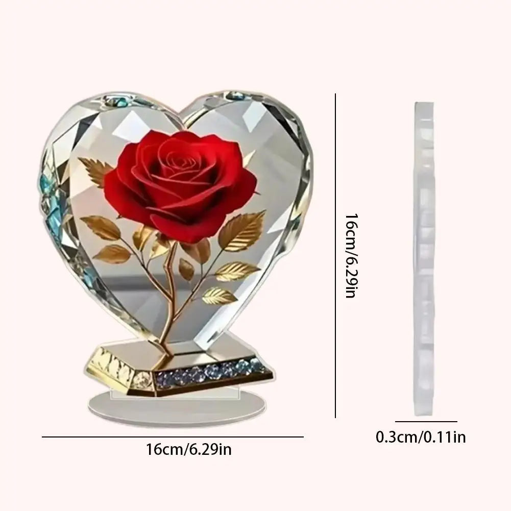 Acrylic Red Roses Decorations for Home Office Desk Enhance Visual Effects New Holiday Gift Ideas Artificial Blooming Plant Decor
