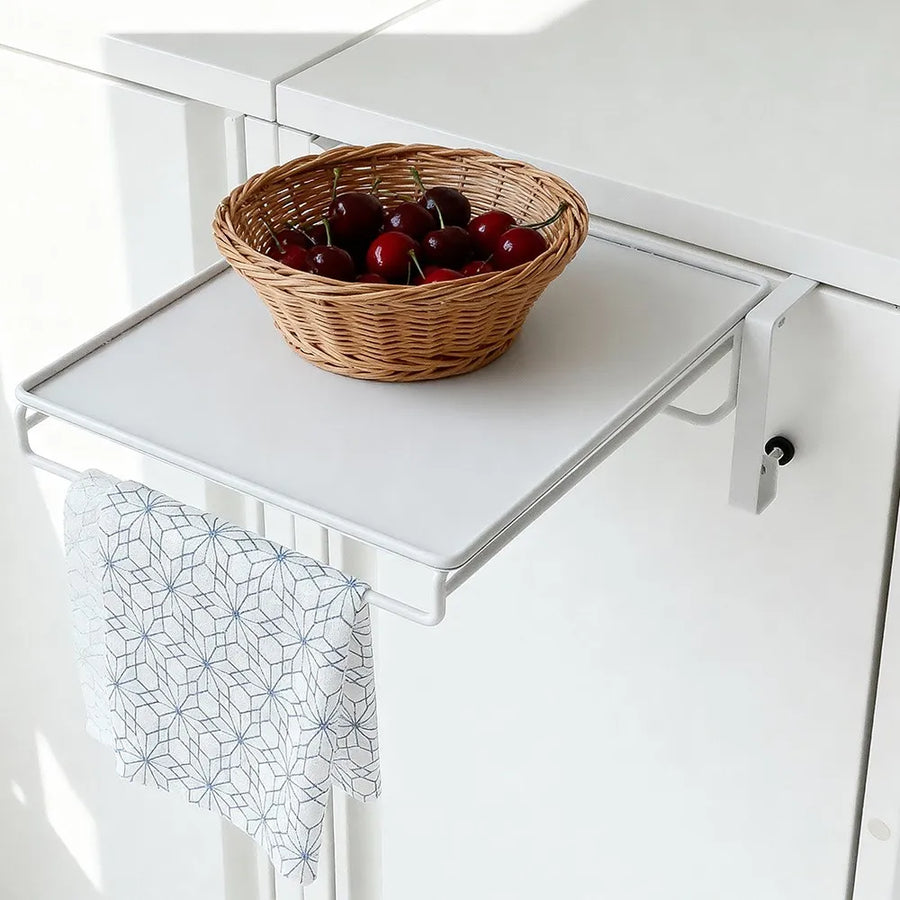 Narrow Kitchen Folding Auxiliary Cooking Table Mini Shelf Dishcloth Hanger Kitchen Assistant Countertop