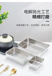 Food Storage Trays Rectangle Preservation Box with Plastic Cover Stainless Steel Multi-Function Rustproof Barbecue Food Storager