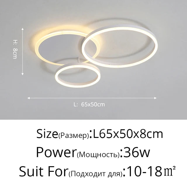 Smart Home Modern Round Design LED Ceiling Chandelier For Living Room Restaurant Bedroom Circle Rings Lighting Fixture Luminaire
