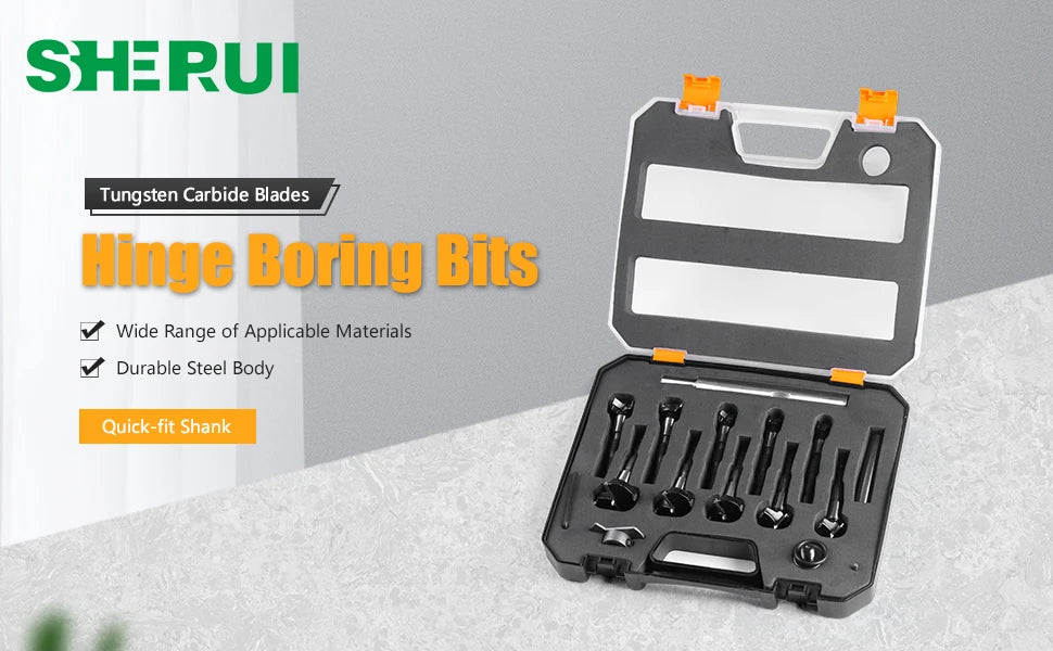 A Set of 10 Woodworking Hole-Making Tools Including Threaded Enlarging Drills and Extended Woodworking Hole-Making Drill Bits