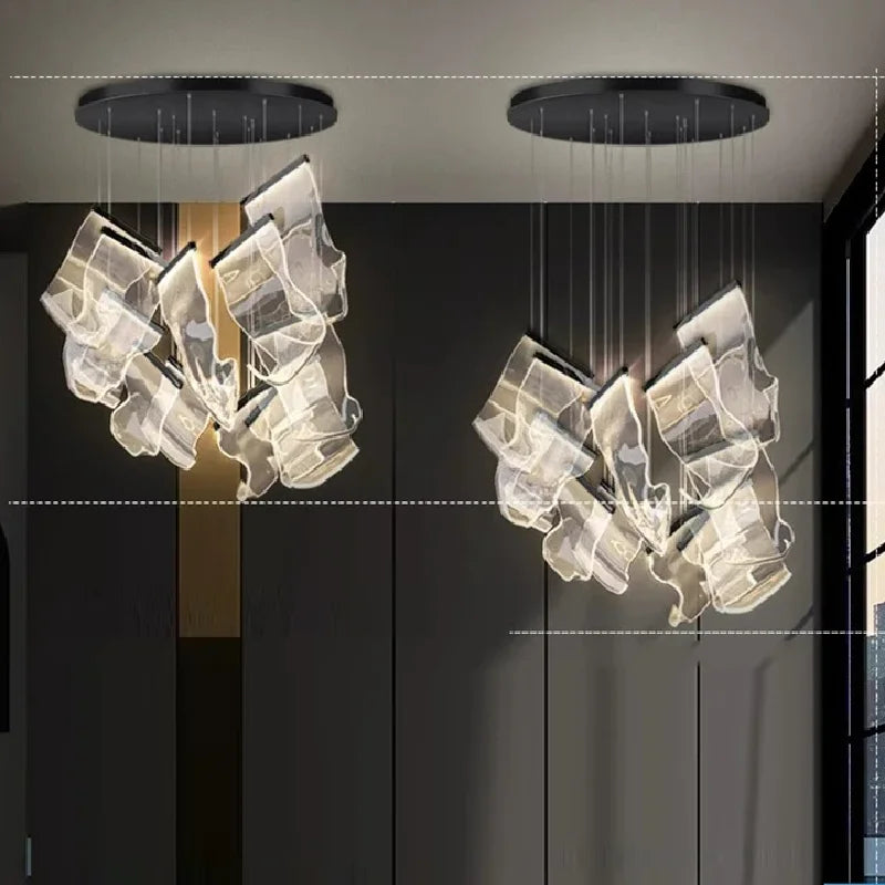 2025 New Smart LED Chandelier APP Control Modern Stair Light Living Room Luxury Ceiling Lamp Dimmable for Bedroom Decoration