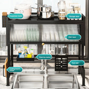 Kitchen Drain Shelf Steel Multi Organizer Cabinet Multi-Functional Kitchen Storage Rack Large Over The Sink Dish Rack with Cover