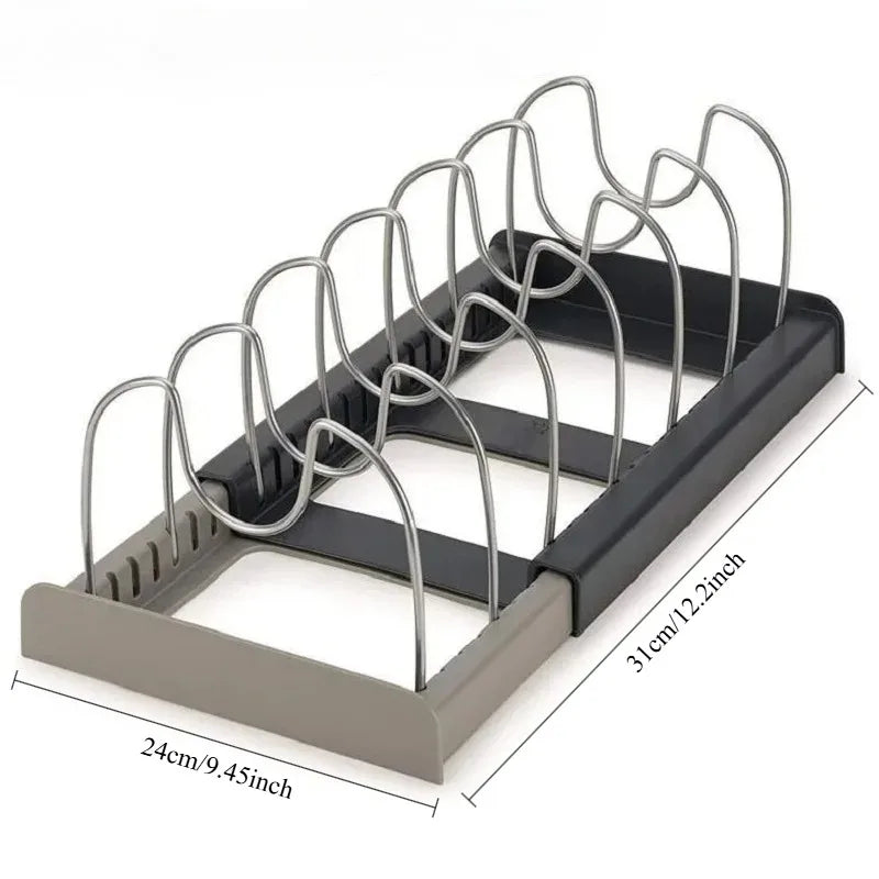 Kitchen Cabinet Organizers for Pots and Pans Expandable Stainless Steel Storage Rack Cutting Board Drying Cookware Shelf