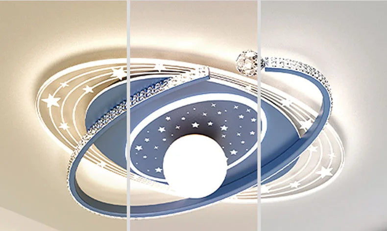 Nordic smart ceiling light home decor led pink blue star ring light  for children‘'s room dimmable luxury boy room decor lights