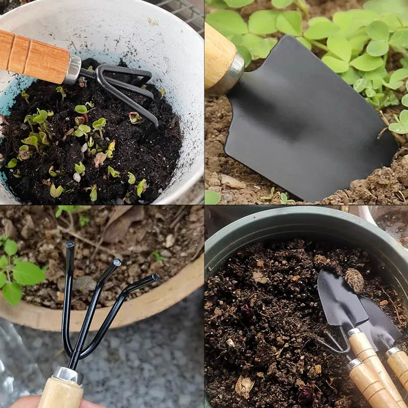 3PC/1Set Mini Gardening Tools Set Portable Small Gardening Tool With Handles Shovel Rake Indoor Gardening Planting Flower Tools
