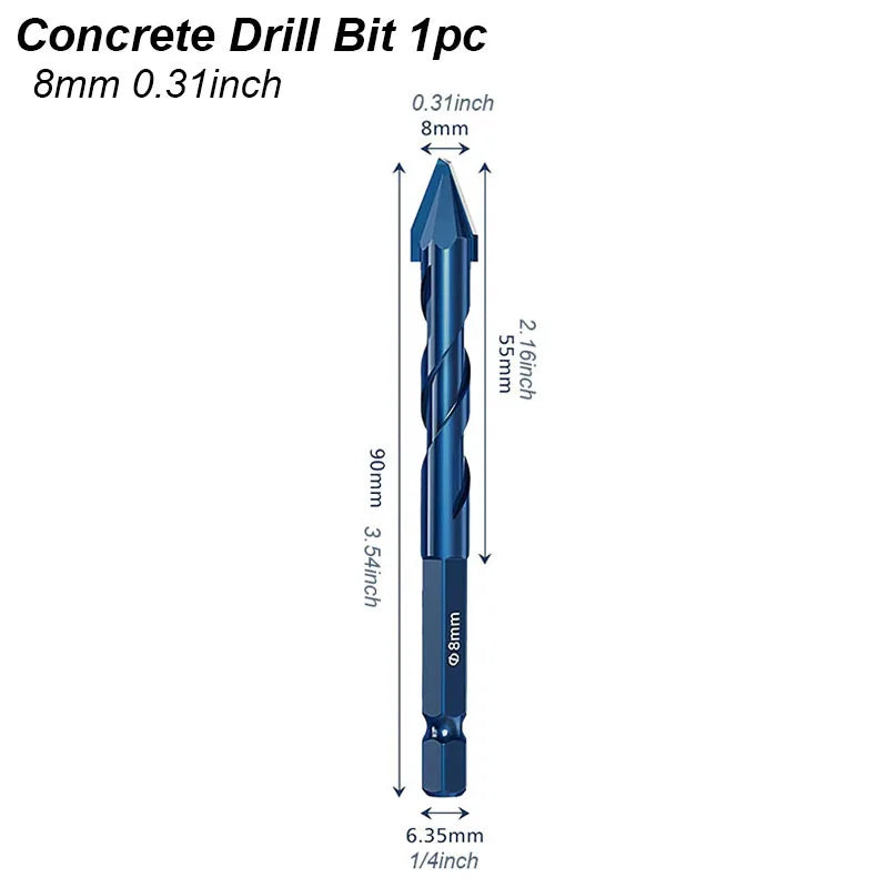 Masonry Concrete Spiral Drill Bit Eccentric for Glass Ceramic Tile Brick Plastic Wood Mason Hard Alloy Wall Hole Cutter Saw Blue