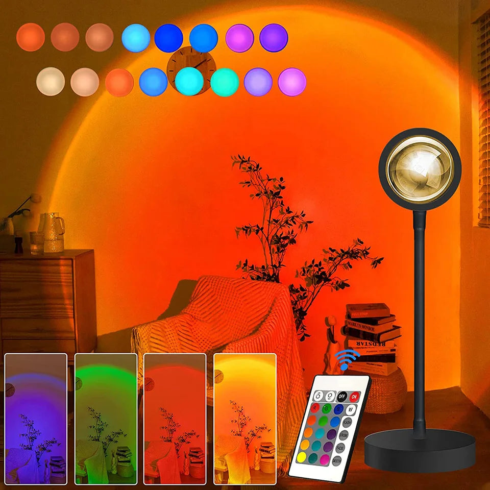 Smart Remote App Led Sunset Lamp Hot Night Light Mood Projector For Home Room Decor Wall Decoration Background For Photographic