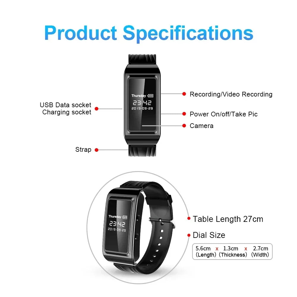 Mini Video Voice Recorder Camera Watch 1080P DV DVR Professional Digital Bracelet Dictaphone Sound Small Micro For Home Secure