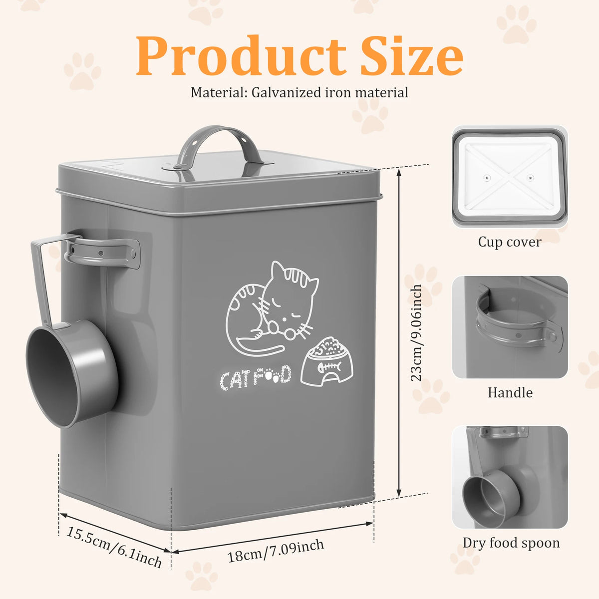 Pet Food Storage Box Metal Large Capacity Dog and Cat Food Storage Sealed Container With Lid and Spoon Dog Food Organizer Barrel