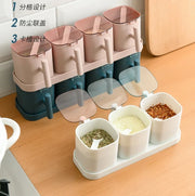Kitchen Seasoning Boxes Set Gadget Organizer Condiment Container Pepper Sugar Bowl Salt Spice Shaker Storage Jar
