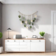 Boho Home Decoration, Macrame Tapestry Macrame Leaf Feather Wall Hanging Decor for Living Room Bedroom, Boho Wall Art Home Decor