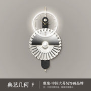 Modern Home Decor Plug in LED Light Wall Clock New Living Room Decoration Abstract Geometric Hanging Painting with Clock