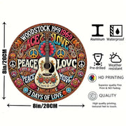 Home Decor，Retro Peace and Love Design with Guitar and Flowers,  Home Decor -  New Year's, Valentine'S Day, Music Decor