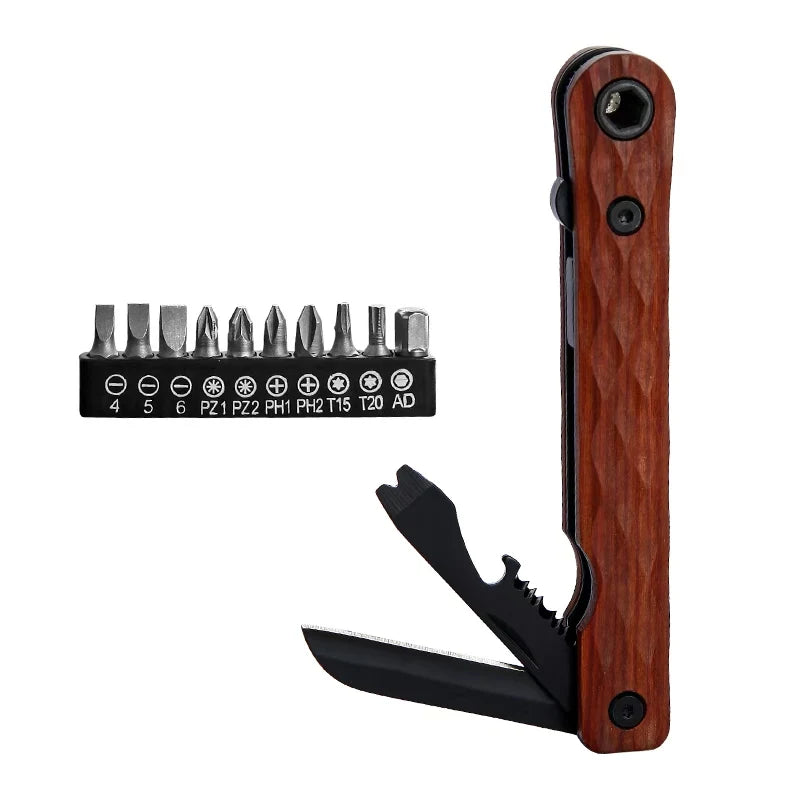Multi-functional tools: right-angle ratchet screwdriver, ratchet wrench socket set, magic socket, EDC multi-tool folding knife