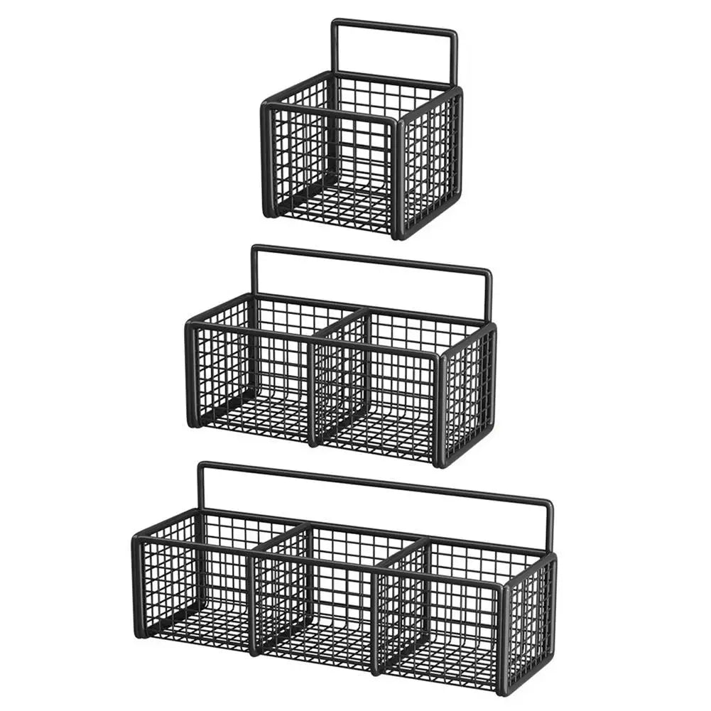 Kitchen Wall Mounted Storage Rack Onion Ginger Garlic Condiments Spice Shelf Punch-Free Vegetable Fruit Drain Basket