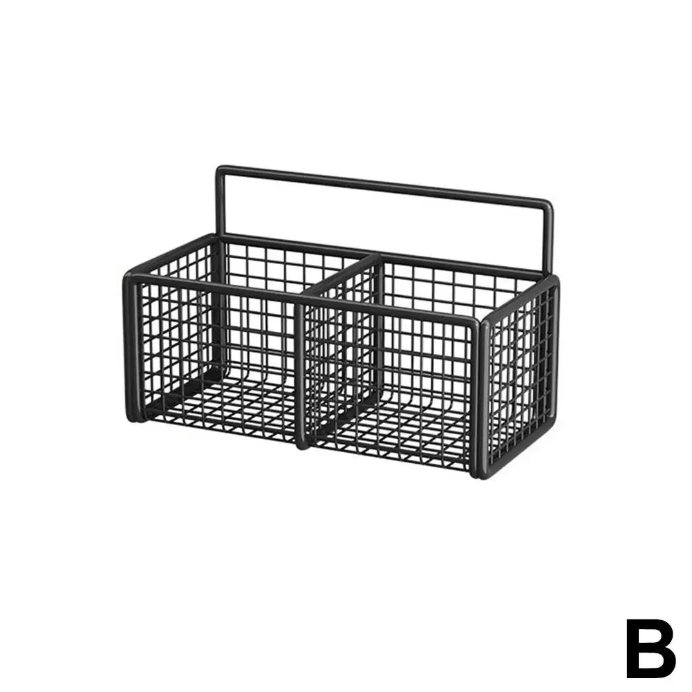Kitchen Wall Mounted Storage Rack Onion Ginger Garlic Condiments Spice Shelf Punch-Free Vegetable Fruit Drain Basket