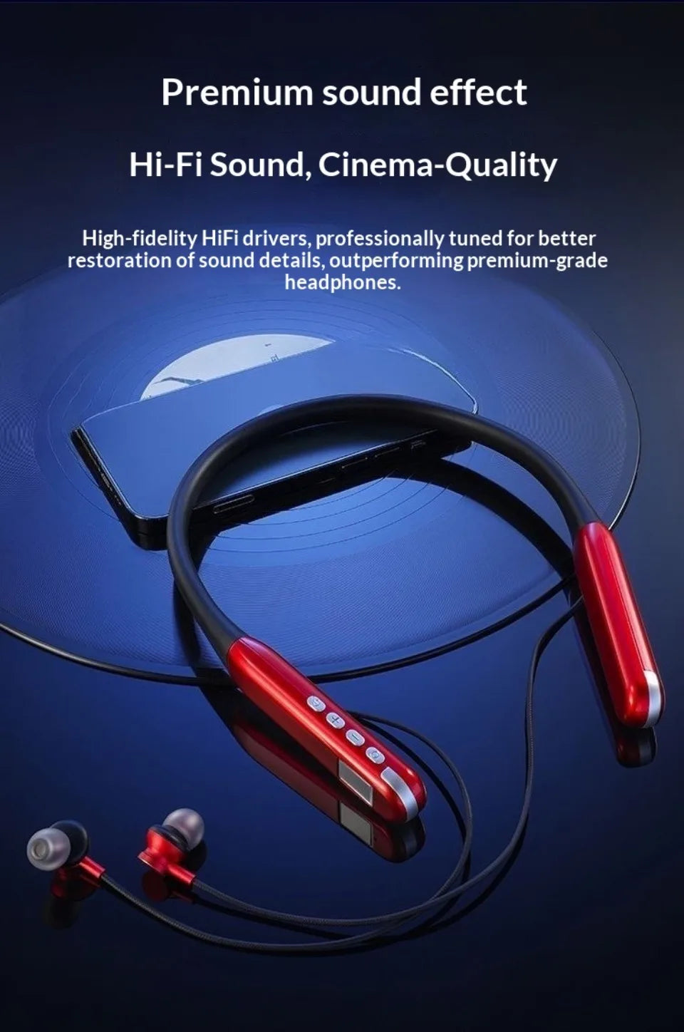 Neck-hung Wireless Bluetooth Headphones Lossless Sound Quality Noise Cancellation High Sound Quality Sports Business E-Sports Ga