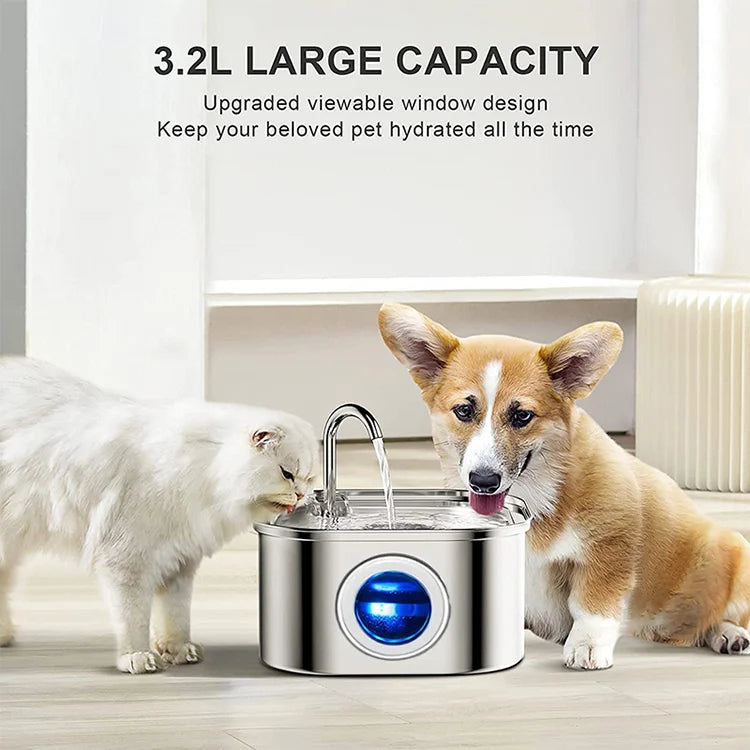 Cat Water Fountain 3.2L Stainless Steel Pet Water Fountain Dog Water Dispenser Automatic Cat Fountain Dog Bowls Cat Products