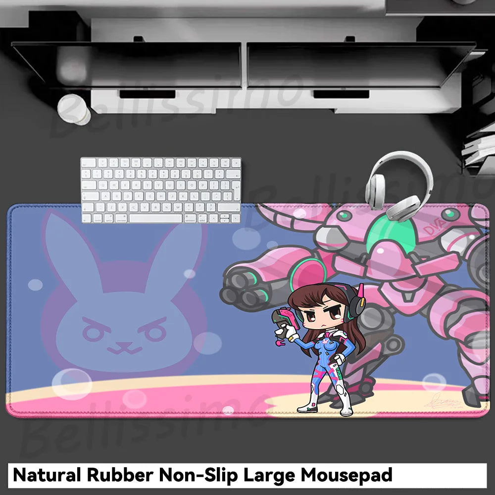 Gaming Accessories O-Overwatch D-D.va Mouse Pad Large Keyboard Mousepad Pc Cabinet Deskmat Xxl Extended Mats Gamer Mausepad