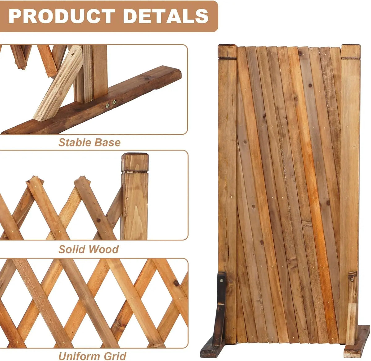 Garden Fence Wood Garden Fencing 2 Pack Extendable Instant Fence Wooden Garden Fence Expandable Freestanding Wood Garden Trellis