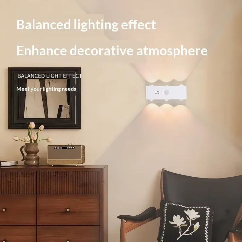 Smart Magnetic LED Wall Lamp with Motion Sensor Night Light 3 Color/Multicolor USB-Powered for Bedroom Living Office Wardrobe