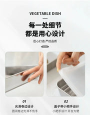 Food Storage Trays Rectangle Preservation Box with Plastic Cover Stainless Steel Multi-Function Rustproof Barbecue Food Storager