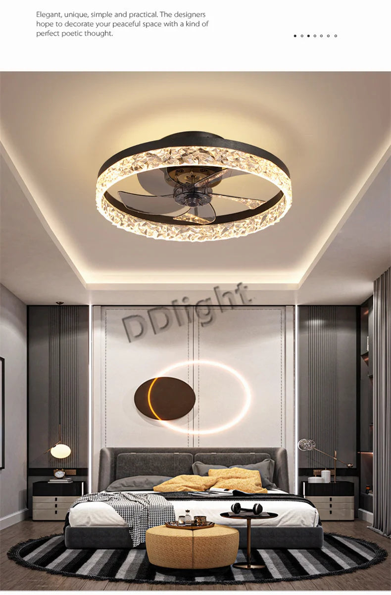Modern New Smart LED Ceiling Fan Lights Remote Control Dimmable Bedroom Decor Ventilador Lamp Living Dining Room Indoor Lighting