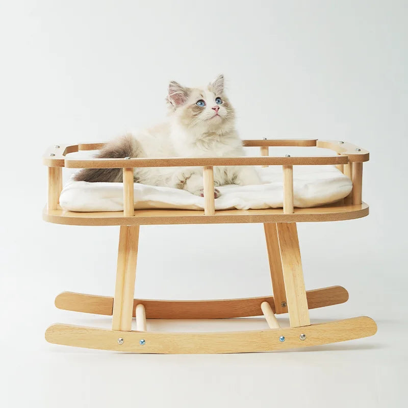 Cat bed, wooden pet hammock, suitable for all seasons, summer, cat swing, simple large rocking bed, cat supplies