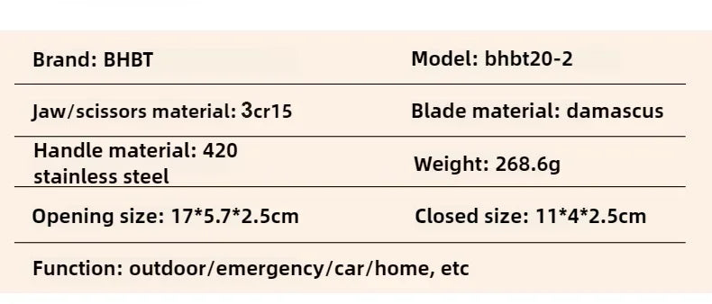 2025 New BHBT 19 in 1 Multi Tool Pliers with Damascus Blade Hoxagon Wrench Folding EDC Outdoor Camping Tools Home Repair