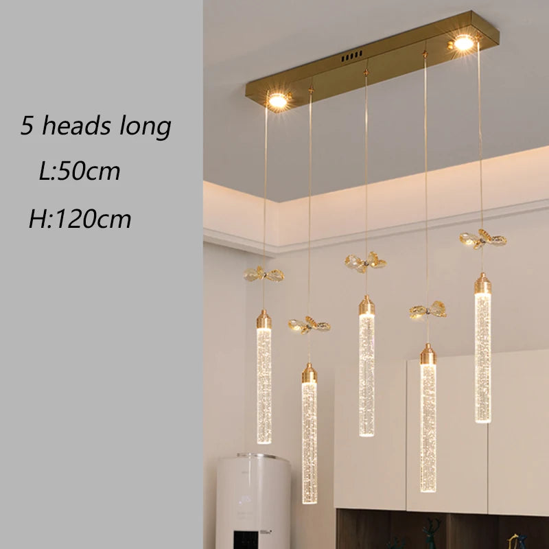Modern home decoration salon lamps for living room smart crystal Pendant lights dining room indoor lighting