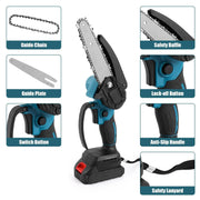 1700RPM 6 Inch Mini Cordless Li-ion Chainsaw One Hand Portable Electric Tree Wood Cutter Pruning Garden Power Tool for Makita
