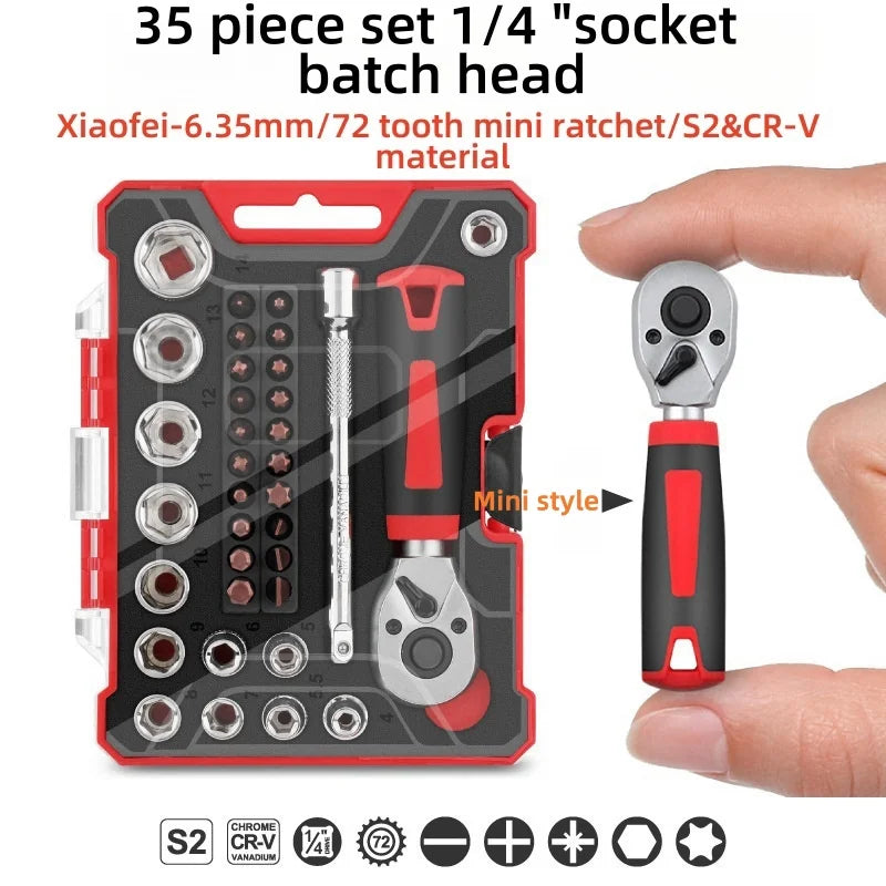 35pcs Screwdriver Set of Screw Driver Bit Set Multi-function Repair Tool Ratchet Screwdriver Bit & Socket Set
