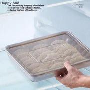 Stainless Steel Kitchen Storage Container With Tray – Refrigerator Organizer For Dumplings, Fruits, Vegetables, Meat, And Cakes