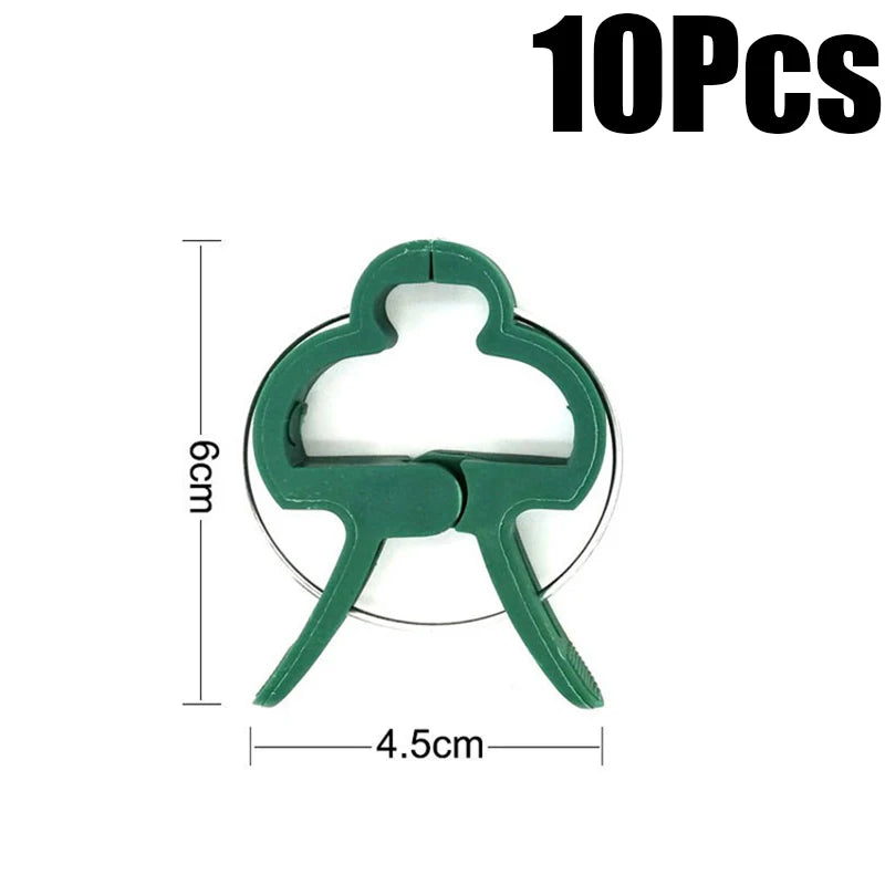 10pcs/set Green Garden Plant Fixed Clips Garden Tools for Greenhous Vegetables Stem Vines Grape Clamp Support Straighten Stems