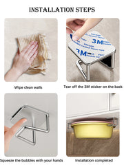 Kitchen Storage Rack, Punch-free Kitchen Sink Storage Pot and Lid Rack, Wall-mounted Kitchen Accessories Storage Rack