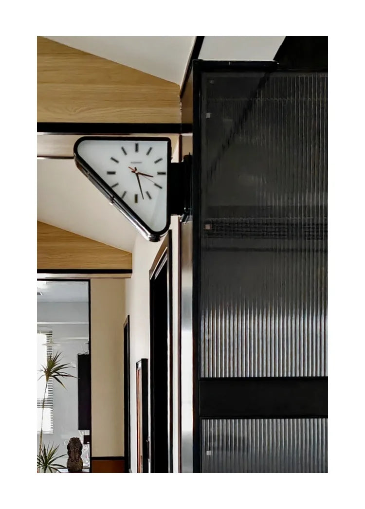 Living Room Minimalism Clocks Two-sided Wall Clocks Triangle Modern Clock Mechanism Silent Design Clock Watch for Decoration