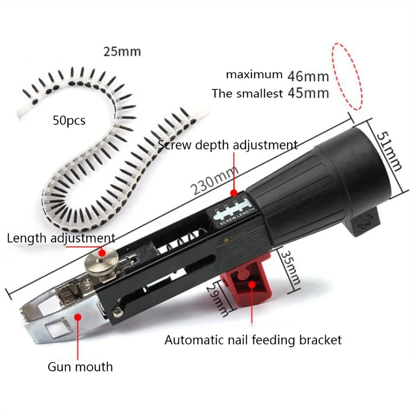 Electric Drywall Screwdriver Gun Wodworking Tools Cordless Power Drill Adjustable Screw Length and Depth Easy to Use Carpentry