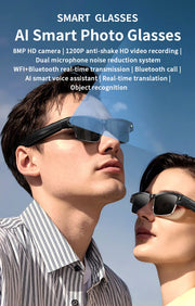 New 800W HD Camera Smart Glasses WFl Transmission Bluetooth Call AI Intelligent Voice Assistant Object Recognition Sun Glasses