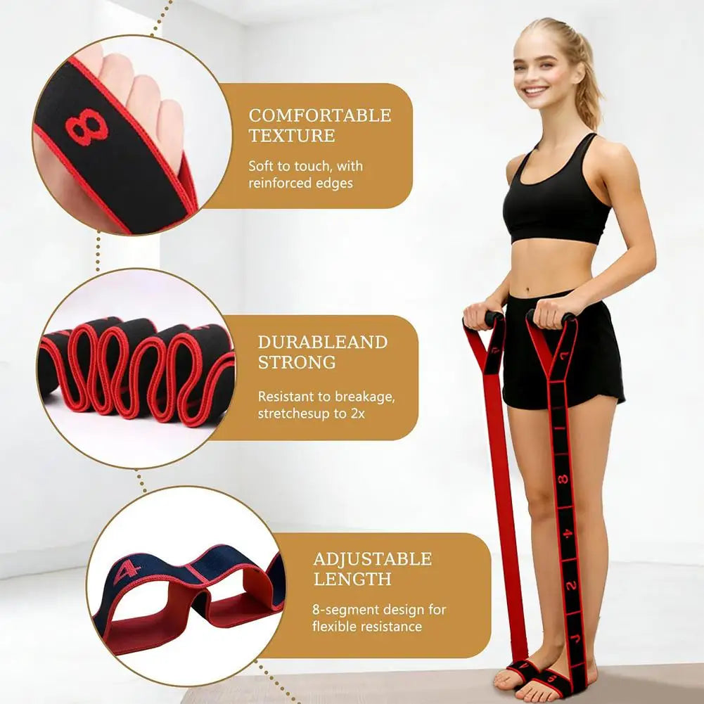 Fitness Resistance Band For Yoga Pilates Stretching Fitness Training 8 Adjustable Resistance Level Digital Marking Fitness Suppl