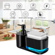 Kitchen Soap Dispenser Set, Kitchen Sink Soap Dispenser, Dish Soap Dispenser with Sponge Rack, Rag Rack and Tray, 4-in-1 Storage