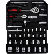 Wheeled Trolley Tool Sets,187Pcs Aluminum Trolley Case Tool Set Silver, Car Mechanics Repair Kit Set, Household Hand Tool Set