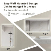 Smart Bathroom Mirror, Toilet, Washroom, Wall Mounted, LED Light Mirror, Anti Fog, Defogging, Bathroom Mirror, with Time Display