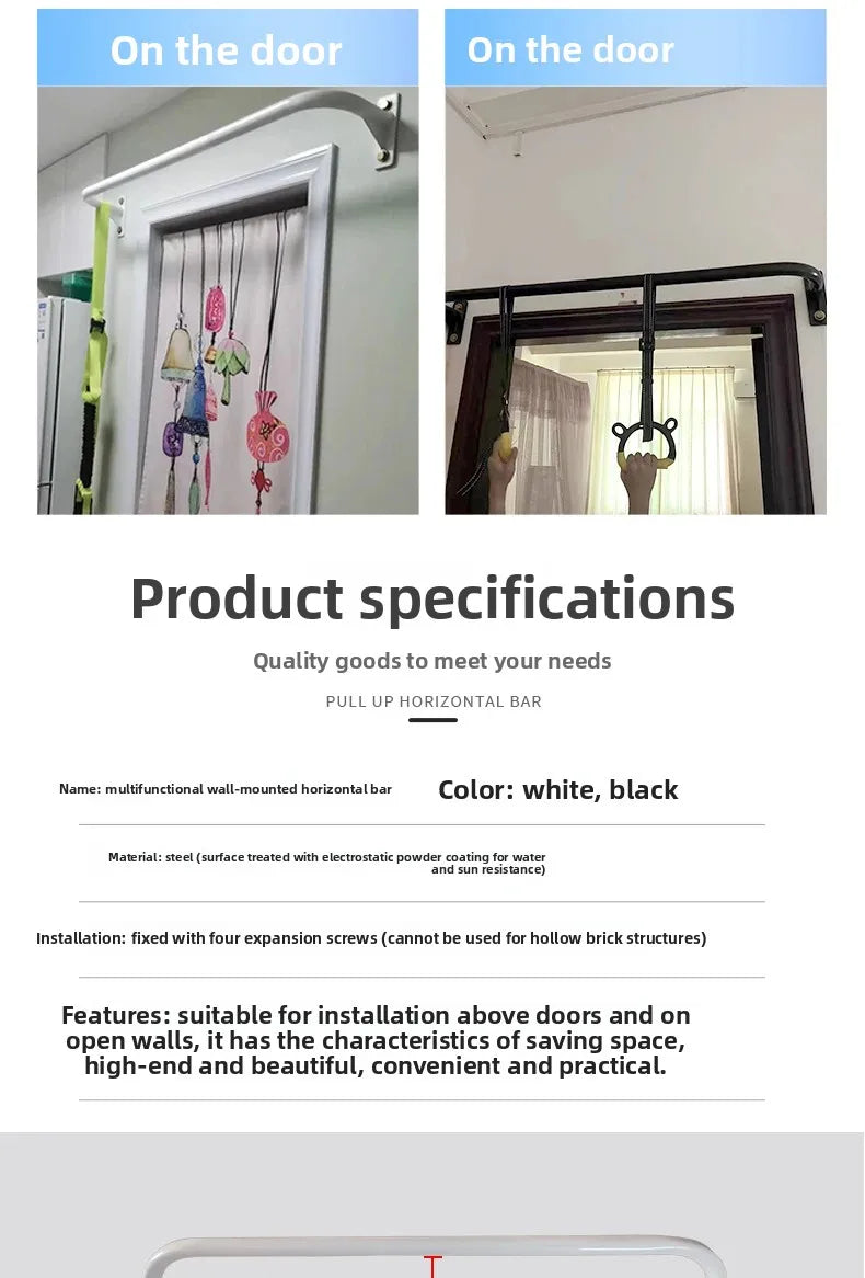 Indoor Outdoor Pull Up Fitness, Fixed Horizontal Bar, Wall Mounted Door Mounted Horizontal Bar, Home Punching Fitness