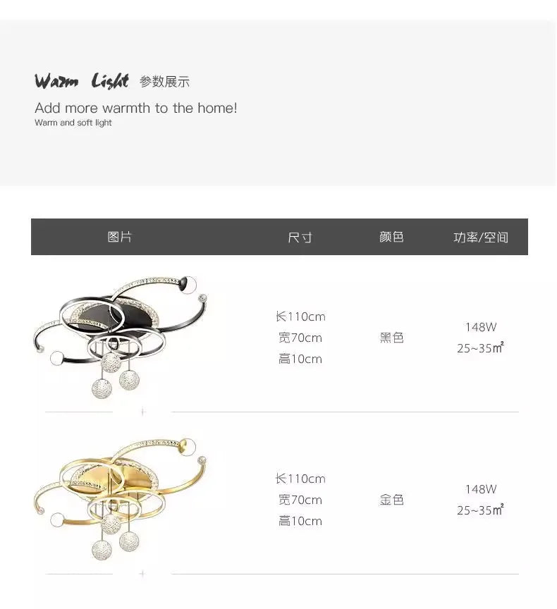 Living room main lamp chandelier New light luxury bedroom lamps Modern simple crystal living room lamp ceiling light