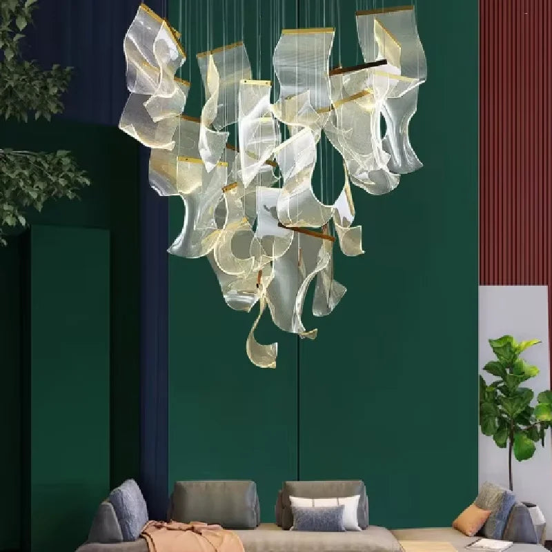 2025 New Smart LED Chandelier APP Control Modern Stair Light Living Room Luxury Ceiling Lamp Dimmable for Bedroom Decoration